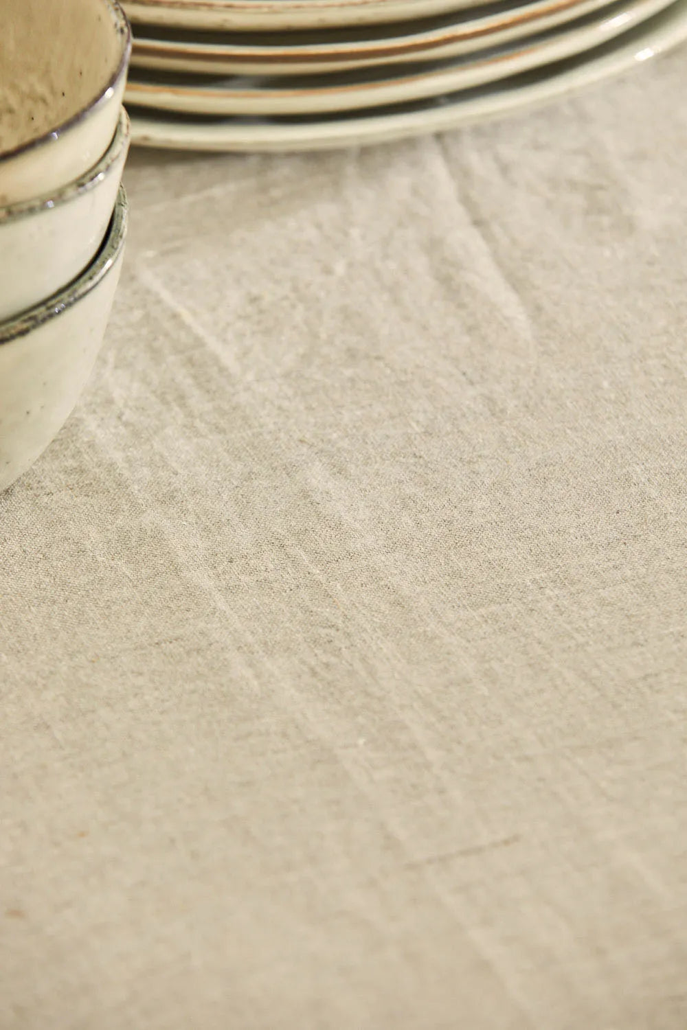 Mantel de puro lino con vainica beige Lino-Calma House