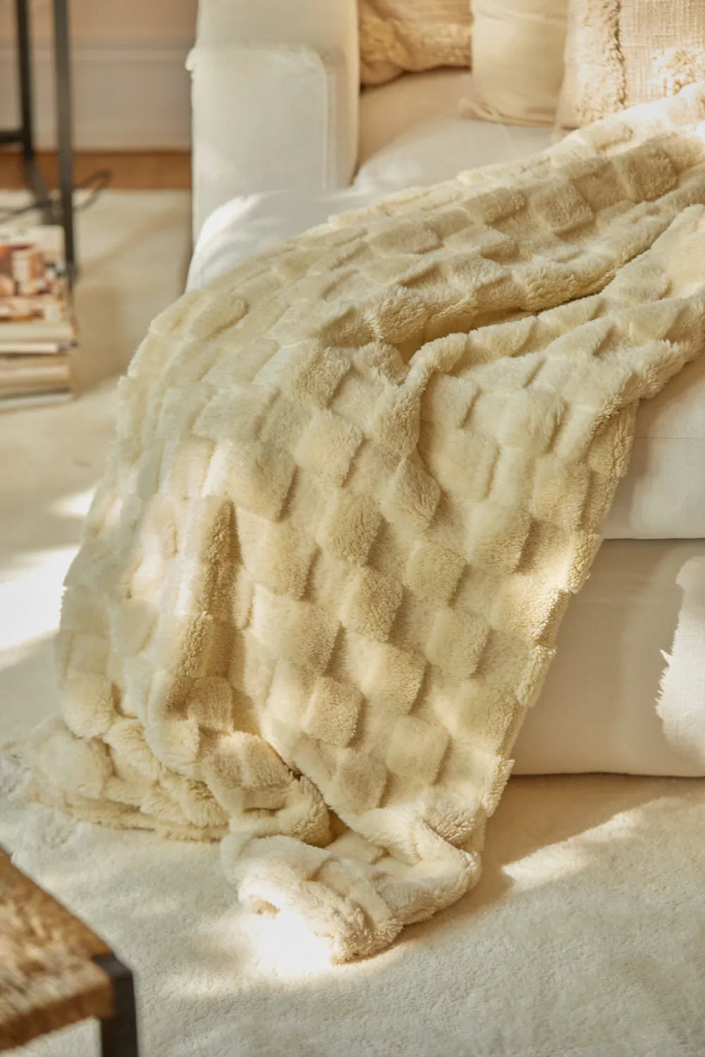 Plaid de cuadros a tonos crudos Damero-Calma House