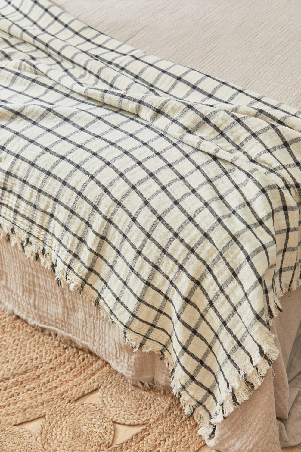 Plaid de muselina a cuadros crudo Piazze-Calma House