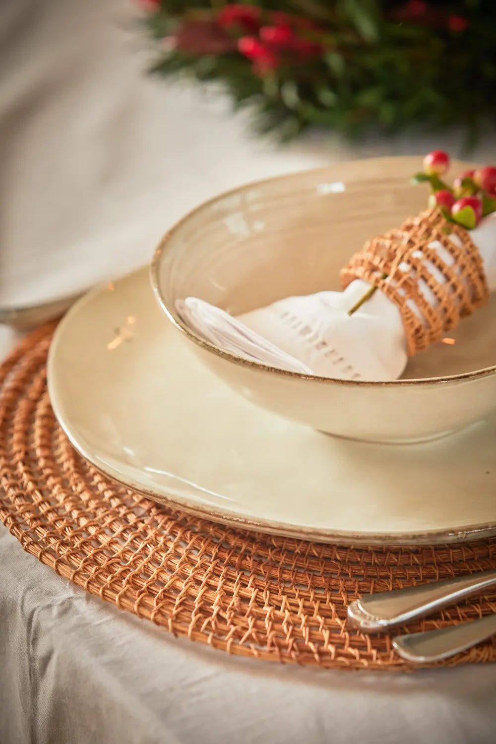 Salvamanteles redondo de fibra natural Togo-Calma House