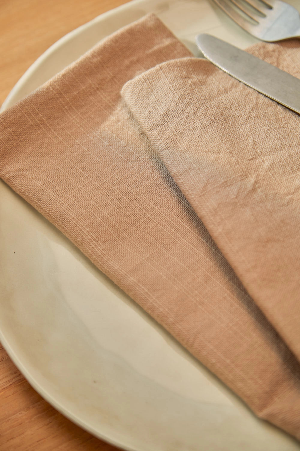 Set de 2 servilletas de algodón beige Gavema-Calma House