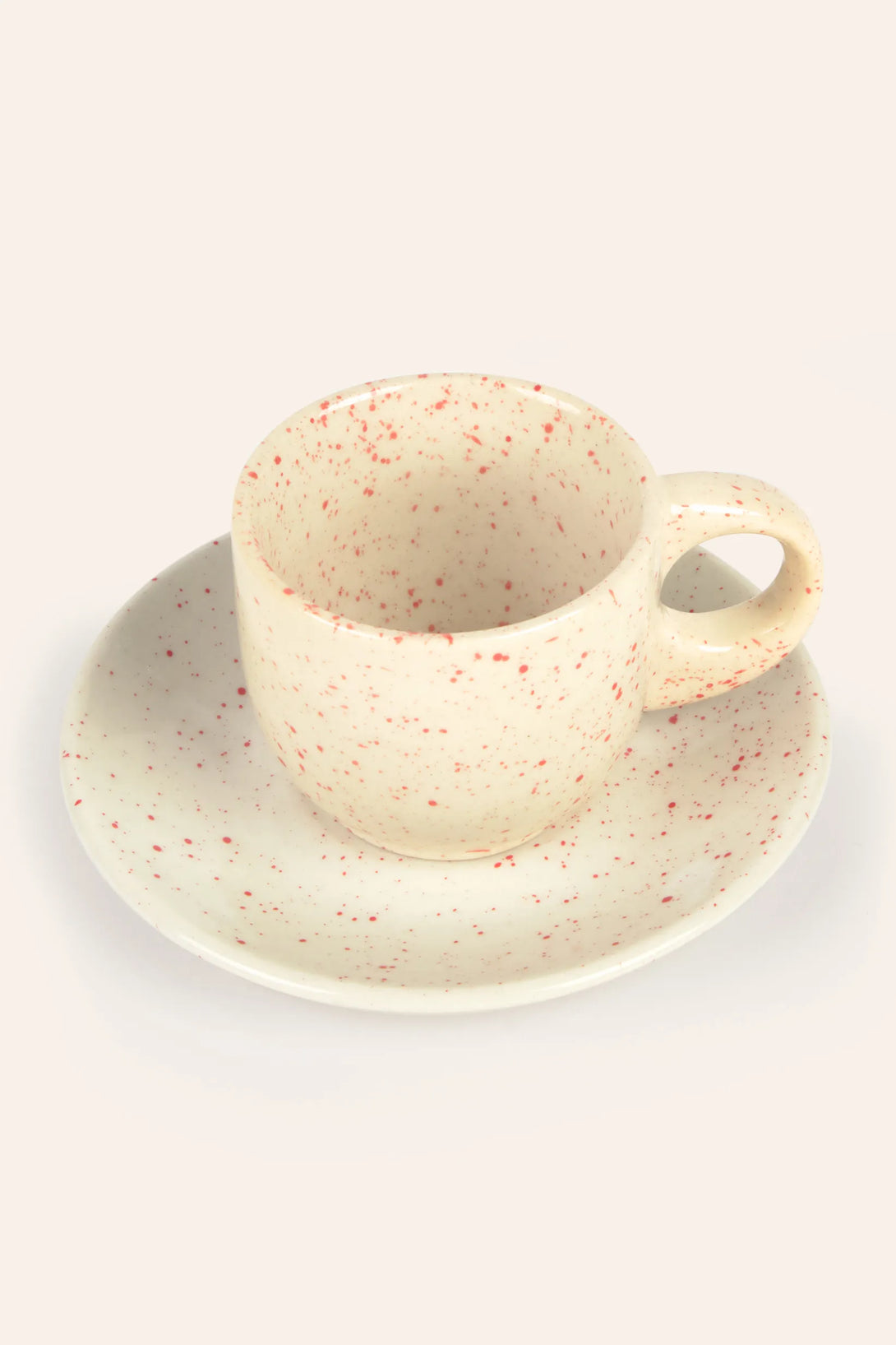 Set de 2 tazas de café de cerámica y plato Chip-Calma House