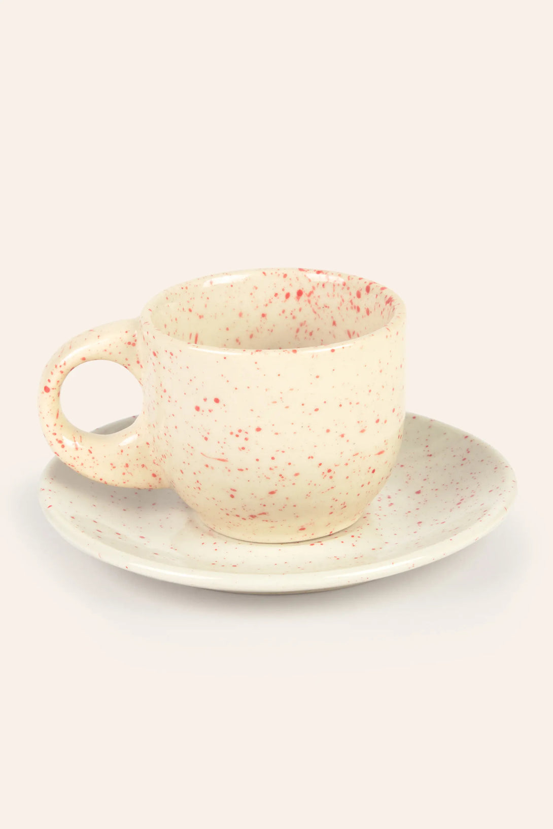 Set de 2 tazas de café de cerámica y plato Chip-Calma House