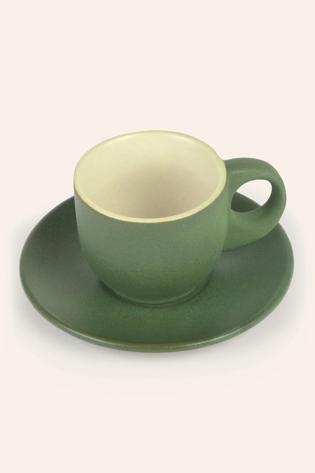 Set de 2 tazas de café de cerámica y plato Matcha-Calma House