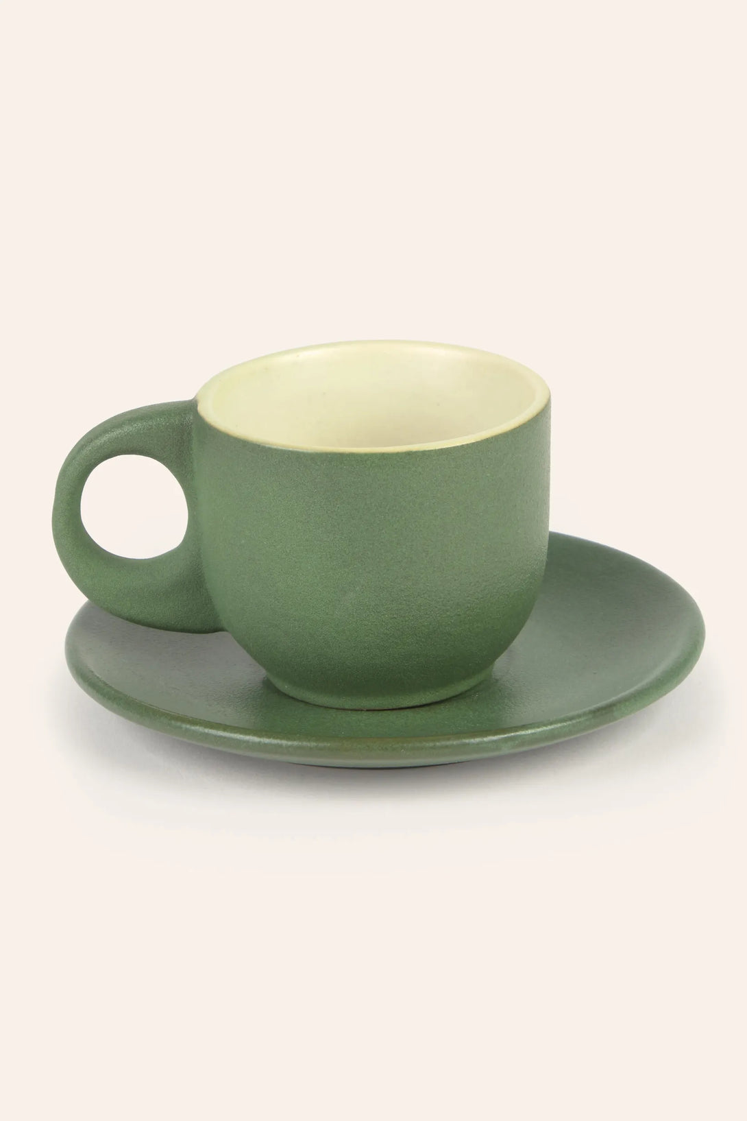 Set de 2 tazas de café de cerámica y plato Matcha-Calma House