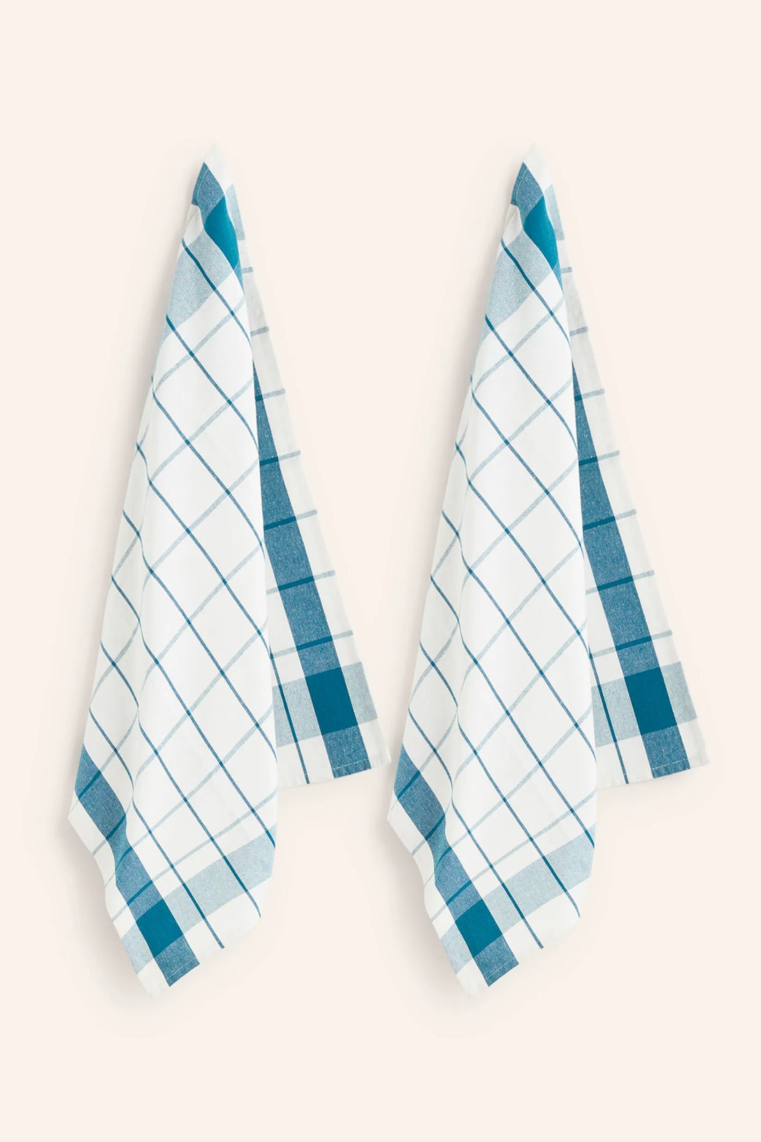 Set de 2 trapos de cocina a cuadros azul Aveiro-Calma House