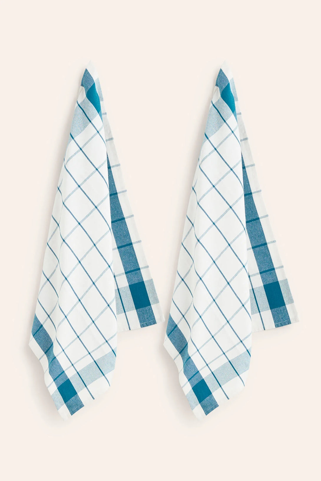 Set de 2 trapos de cocina a cuadros azul Aveiro-Calma House