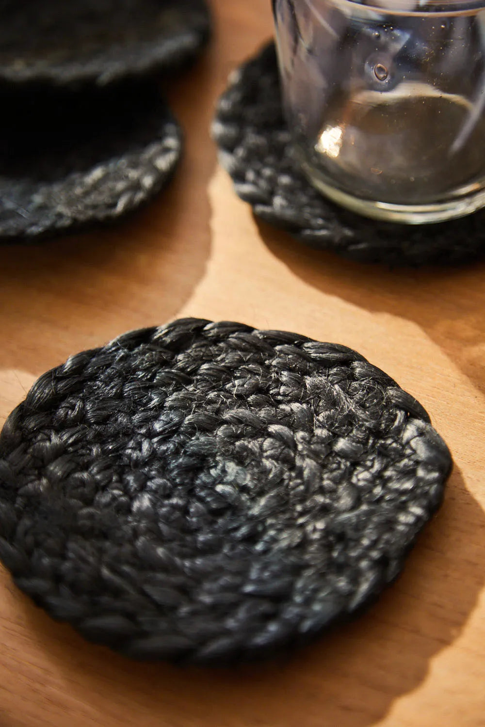 Set de 4 posavasos de yute negro Ural-Calma House